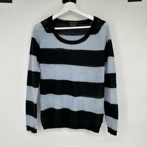 Maison Scotch Blue & Black Striped Mohair Blend Sweater Sz 2